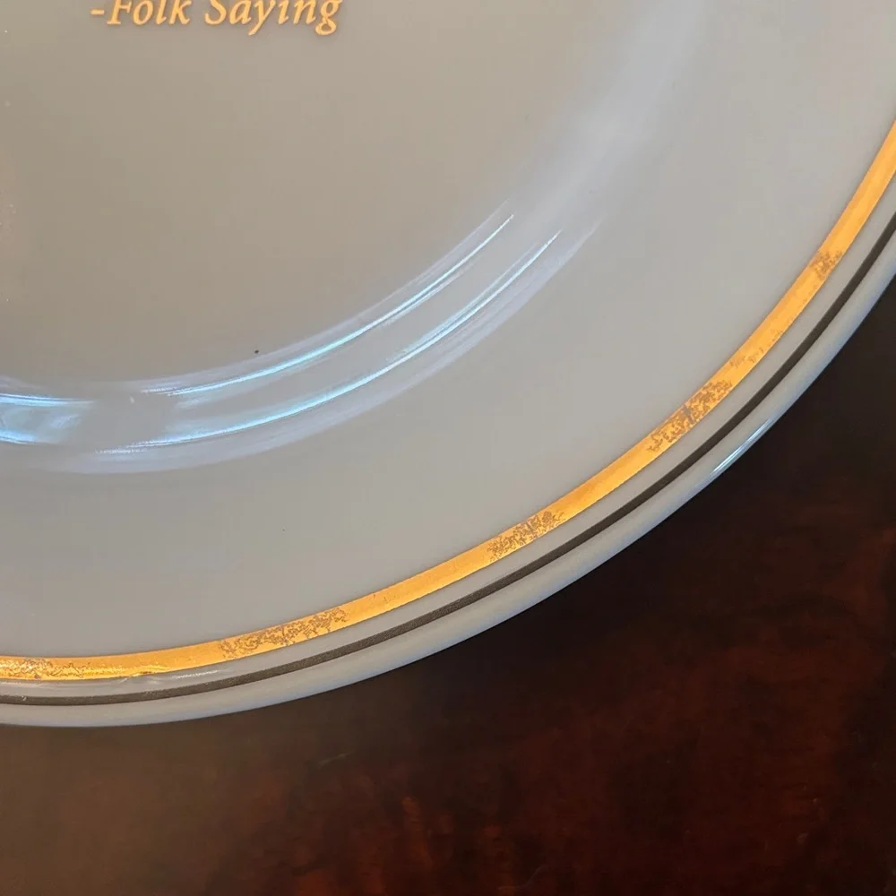 Restoration Hardware White and Gold Quote Accent Dessert Plates - Set of 4